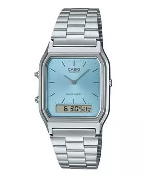 Винтажные аналоговые цифровые кварцевые женские часы Casio с бирюзовым синим циферблатом AQ-230A-2A1 бирюзовый