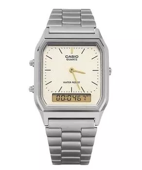 Винтажные аналоговые цифровые серые кварцевые мужские часы Casio с ионным покрытием AQ-230GG-9A золотой
