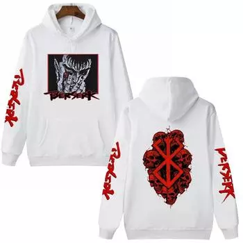 Винтажные аниме Berserk Guts с графическим принтом и капюшоном для мужчин и женщин, толстовки с капюшоном в стиле манга, распространенная уличная одежда, толстовка унисекс в стиле Харадзюку XS хаки
