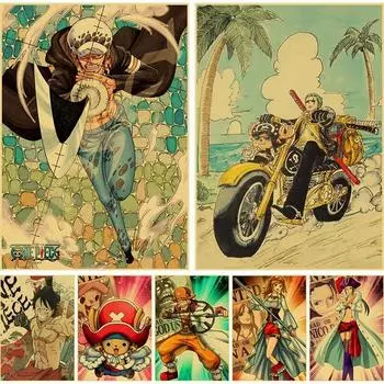 Винтажные аниме ONE PIECE плакаты крафт-бумага ретро постер настенная живопись исследование дома гостиная бар украшения фотографии настенные наклейки 30x21cm