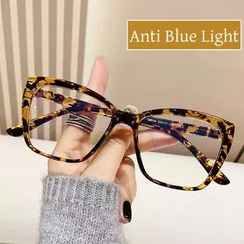 Винтажные анти-синие очки женские мужские люксовые брендовые дизайнерские розовые леопардовые очки кошачий глаз готовые оптические очки As picture