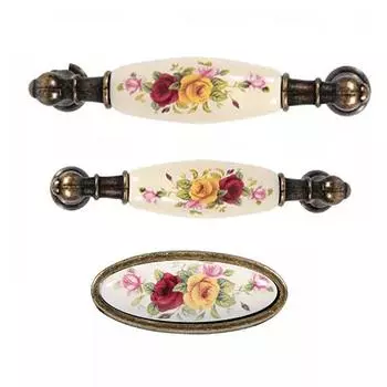 Винтажные антикварные бронзовые цветочные керамические ручки для шкафа, ручки для ящика шкафа, дверные ручки «сделай сам», украшения для дома B 14.8cm x 4.5cm