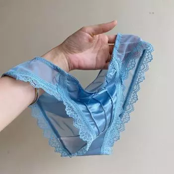 Винтажные атласные трусы женское нижнее белье сексуальные трусики сплошные кружевные трусы средней посадки женские сетчатые тонкие трусики M красный