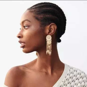 Винтажные этнические креативные металлические серьги-подвески женские серьги-капли в богемном стиле золотой