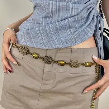 Винтажные аксессуары-цепочки на талию, этническая цепочка-пояс, премиальный декоративный пояс для платья, юбки, костюма, металлический, серебристый