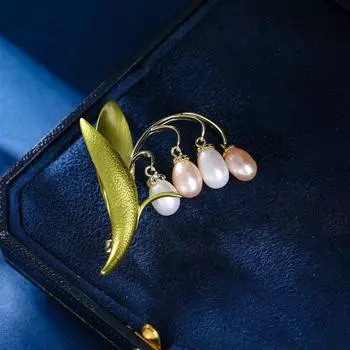 Винтажные аксессуары для ципао осенне-зимнее пальто корсаж фиксированная булавка пресноводный жемчуг брошь в виде ландыша золотой