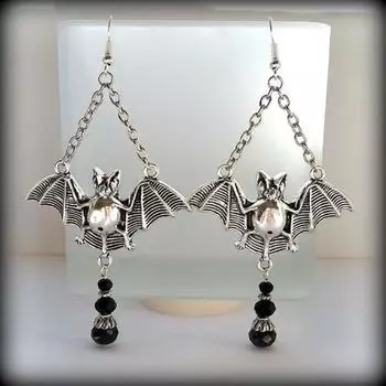 Винтажные аксессуары, готические черные серьги-подвески с кристаллами для женщин, серьги-капли в форме летучей мыши, вечерние украшения золотой
