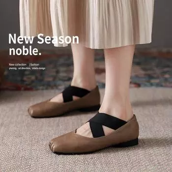 Винтажные балетки, женские туфли-лодочки на плоской подошве со шнуровкой и квадратным носком, туфли Мэри Джейн 35 чёрный