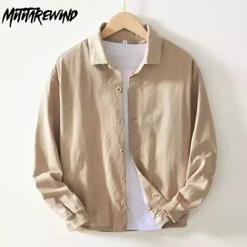 Мужские бейсбольные куртки в японском стиле, винтажная, весна/осень, повседневная, свободная, из чистого хлопка, однотонная, на пуговицах, размер 4XL M хаки