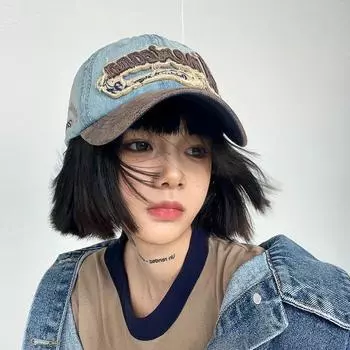 Винтажные бейсболки для женщин 90-х годов Инди Эстетическая Фея Гранж Спортивные козырьки Кепка от солнца Шляпа от солнца Корейский стиль Мода Kpop Y2k Аксессуары 56-58cm синий