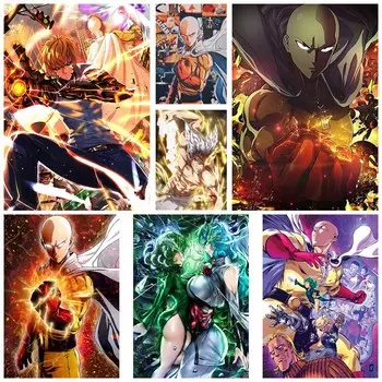 Винтажные белые бумажные аниме-постеры и принты, японский аниме-постер One Punch Man, настенное искусство для дома, декор для спальни в общежитии, живопись, подарки 30x21cm