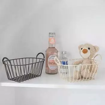 Винтажные бежевые железные корзины для хлеба, декоративные с ручкой, корзина для фруктов, органайзер для мелких вещей, кухонный бежевый