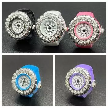 Винтажные блестящие кольца, ювелирные часы, цинковый сплав, блестящие часы на палец, блестящие римские кварцевые часы для женщин розовый