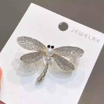 Винтажные блестящие жемчужные броши-стрекозы для женщин, платье, шелковый шарф, булавки для корсажа с насекомыми, ювелирные аксессуары 1PC