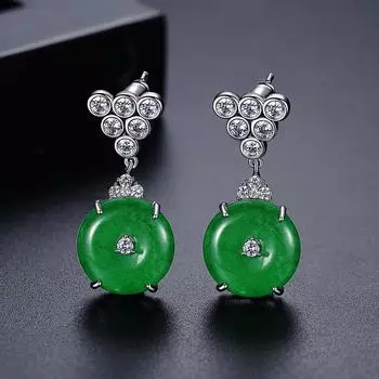 Винтажные богемные круглые серьги-подвески WWJ зеленого цвета с кубическим цирконием изумрудный