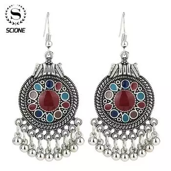 Винтажные богемные серьги-капли в этническом стиле для женщин, масляный диск, маленькие серьги-капельки бежевый