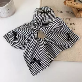 Винтажные большие черные белые клетчатые резинки женские клетчатые резинки для волос элегантные резинки для волос дизайнерские резинки для волос хвост аксессуары для волос