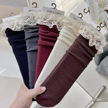 Винтажные большие кружевные носки детские Анкара красные серые серые двойные игольчатые женские носки со средним ворсом One Size белый