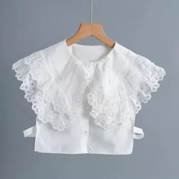 Винтажные большие лацканы однотонные поддельные воротники-галстуки для женщин цветочные ажурные рубашки съемный воротник-лацкан блузка ложный воротник