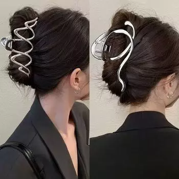 Винтажные большие металлические заколки для волос, модные геометрические полые когти для волос для женщин, головные уборы для девочек, вечерние украшения для волос, подарок