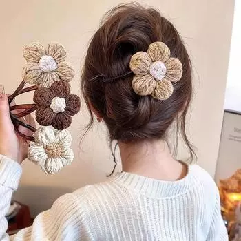 Винтажные большие плюшевые заколки для волос с цветком для девочек, элегантные заколки для волос в виде хвоста, заколки для волос в виде утконоса, головной убор для девочек, подарок