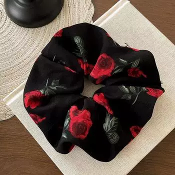 Винтажные большие резинки для волос с розами для женщин, девушек, элегантные красные цветы, эластичный держатель для хвоста, резинка для волос, головной убор, аксессуары для волос