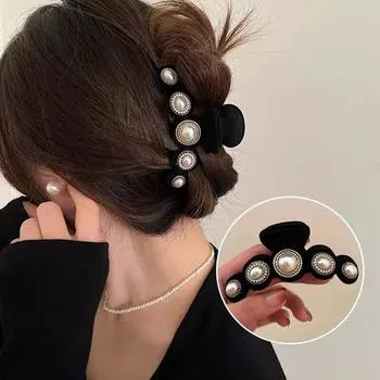 Винтажные большие жемчужные когти для волос, модная женская заколка для волос, застежка в виде акулы, большие заколки для волос для девочек, аксессуары для волос, головные уборы, подарки