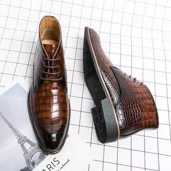 Винтажные ботинки из натуральной кожи с крокодиловым узором, мужские ботинки челси, брендовые модные дизайнерские ботильоны для мужчин, мотоциклетные ботинки 38