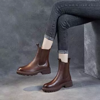 Винтажные ботинки Martin, кожаные ботинки Chelsea 35 чёрный