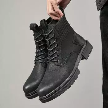 Винтажные ботинки Martin в британском стиле с толстой подошвой и высоким берцем, мужские рабочие ботинки, вощеные кожаные походные ботинки для активного отдыха 39