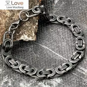 Винтажные браслеты мужские из нержавеющей стали кубинские браслеты-цепочки модные украшения ретро-браслеты аксессуары для рук оптовые подарки 19cm