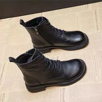 Винтажные британские ботинки Martin, женские, 2025 г., новые, с перекрестными ремешками, с боковой молнией, на плоской подошве, модные, узкие, мягкие ботинки 35