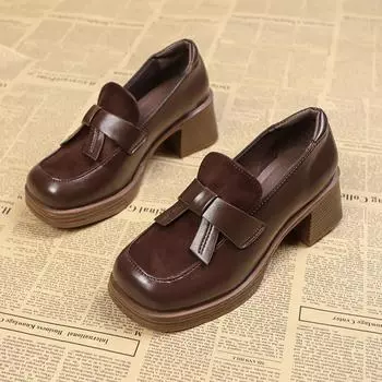 Винтажные британские мокасины женские осенние новые туфли на платформе оксфорды для студентов в студенческом стиле туфли на толстом каблуке Мэри Джейн в стиле Лолита 3.5 чёрный