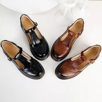 Винтажные британские туфли-броги, женские оксфорды с Т-образным ремешком и пряжкой, женская обувь с бахромой и кисточками 34