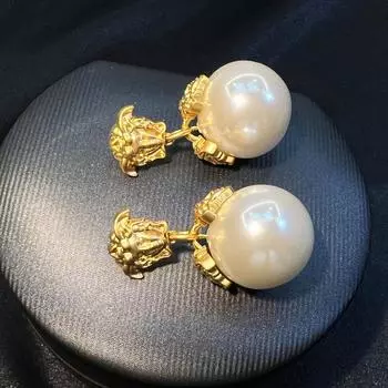 Винтажные бронзовые серьги класса люкс в стиле ретро слоновая кость/белый