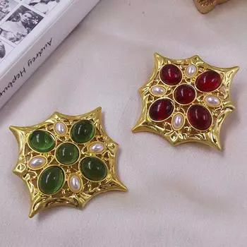 Винтажные броши с крестом для женщин и мужчин, ювелирные аксессуары, банкетный костюм, платье, корсаж, ретро-булавка, значки с жемчугом в стиле барокко