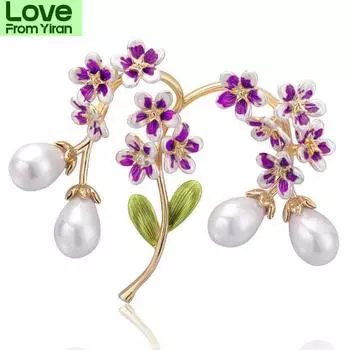 Винтажные броши с персиковым цветком и вишней в виде мака для женщин и девушек, праздничные булавки, брошь в виде гортензии, подарок жёлтый