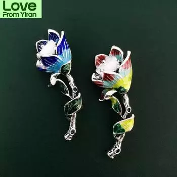 Винтажные броши в виде цветка лотоса для женщин, унисекс, цветная эмаль, цветок, вечеринка, повседневная брошь, булавки, подарки красный