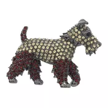 Винтажные броши в виде щенка со стразами для женщин, аксессуары для платья, повседневная брошь-шнауцер, булавки, ювелирные изделия, подарки