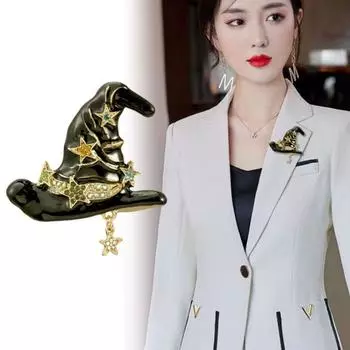 Винтажные броши в виде шляпы волшебника, значки на лацкан в темном стиле, булавки в виде шляпы волшебника, подарки на Хэллоуин фиолетовый