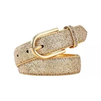 Винтажные брючные ремни Золотой Серебряный Пояс на талию Блестящий Кожаный ремень Пряжка-пин Пояс 115cm золотой