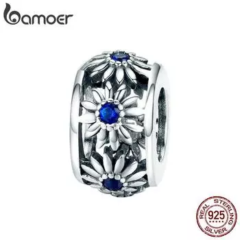 Винтажные бусины-разделители BAMOER из стерлингового серебра 925 пробы, подходят для браслета-подвески SCC1118