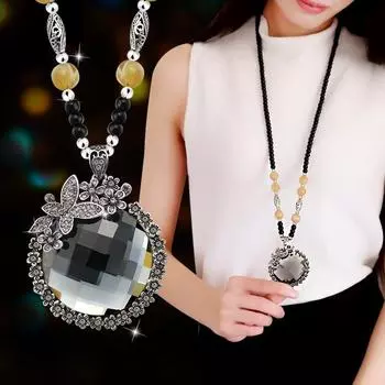 Винтажные цепочки для свитера, женское ожерелье с бусинами, подвеска, элегантное длинное ожерелье, ювелирные изделия для помолвки, подарки фиолетовый