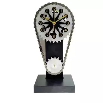 Винтажные часы с вращающейся шестерней, настольные часы, античная шестерня, железная цепочка синхронизации, настольные часы с приводом для подарка на день отца чёрный