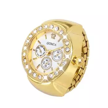 Винтажные часы в стиле панк на палец, мини-эластичный ремешок, золотой цвет, пара колец, ювелирные часы, ретро кварцевые часы, кольцо для женщин и мужчин