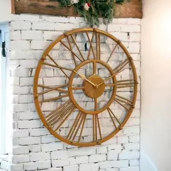 Винтажные часы Железо Золото Настенные часы, Аналоговые, 15 дюймов 15 x 15 in