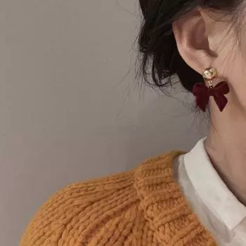 Винтажные черные флокированные серьги геометрические серьги-гвоздики с бантом для женщин с ювелирными аксессуарами