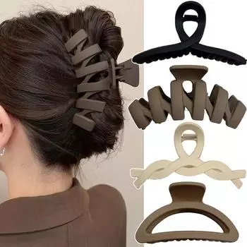 Винтажные черные кофейные акриловые большие коготь для волос, корейские однотонные заколки для волос, заколки для девочек, заколки для волос, головные уборы, женские модные аксессуары для волос кофейный