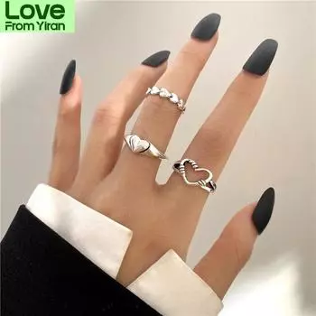 Винтажные черные кольца набор для женщин металлическое панк кольцо круглые пары нерегулярные кольца для пальцев аксессуары ювелирные изделия подарки