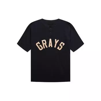 Винтажные черные мужские топы Fear of God Grey Henley FG50-077CTJ-010 S